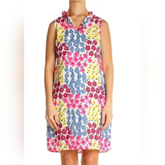 Talbots Dresses & Skirts - Talbots Eyelet Vibrant Floral Shift Dress, Cottagecore Coastal Grandma | 14